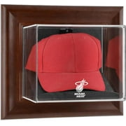 Miami Heat Team Logo Brown Framed Wall-Mounted Cap Case